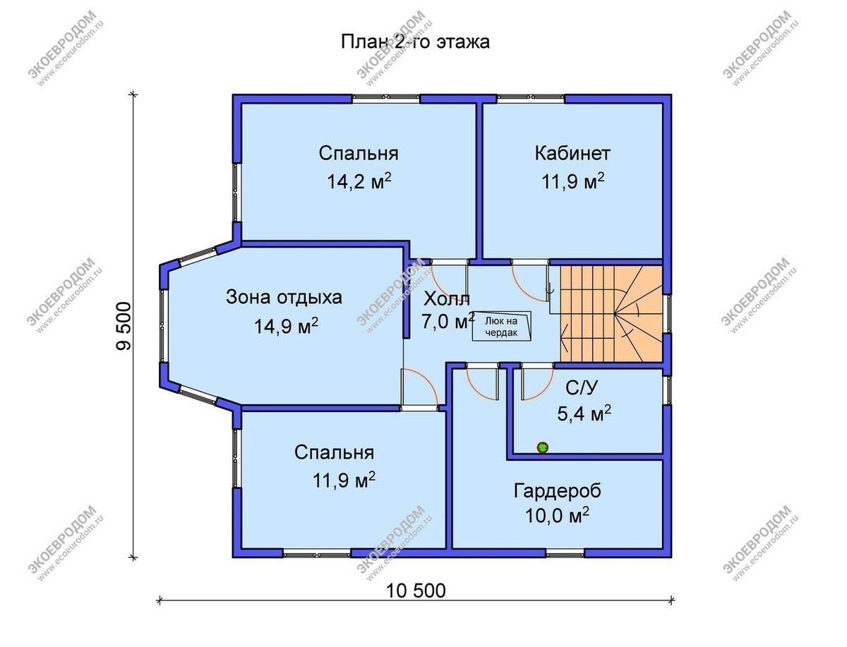 План 2-го этажа: зимний сад можно разместить в зоне отдыха