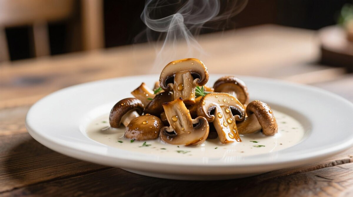 Грибы с соусом из белого вина