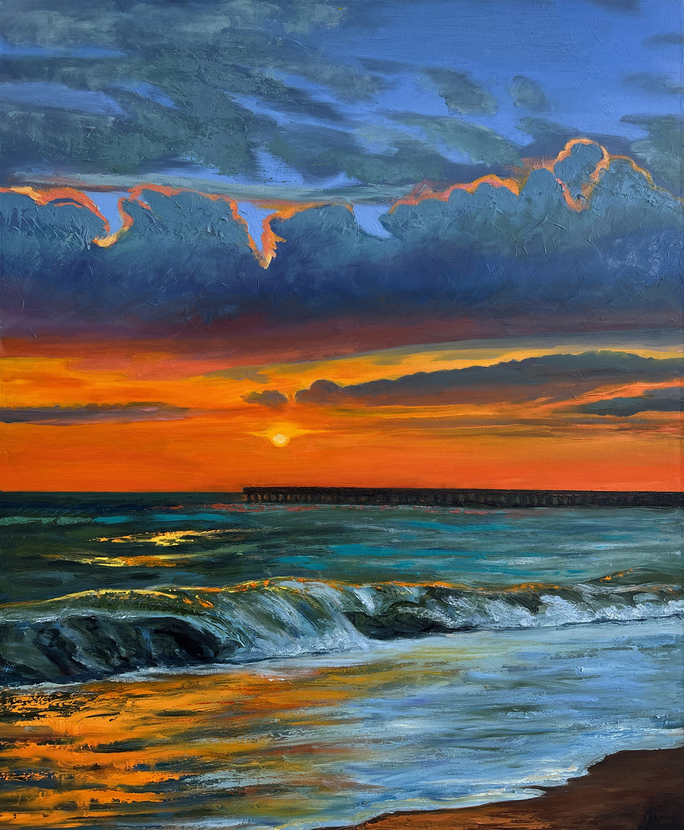 Закат в Новофедоровке - Виктория Поддубная. Симферополь. Холст, масло.