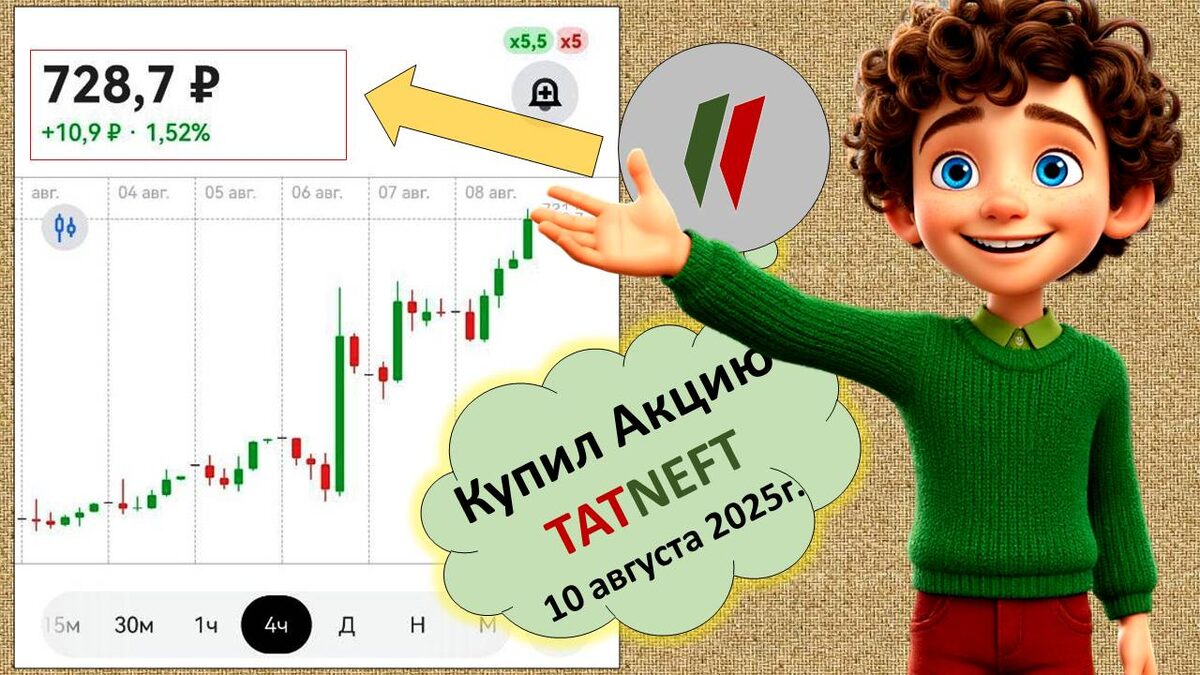 Покупаю Акции Татнефть и становлюсь богаче! Я богатый! А вы? 10 августа 2025г.