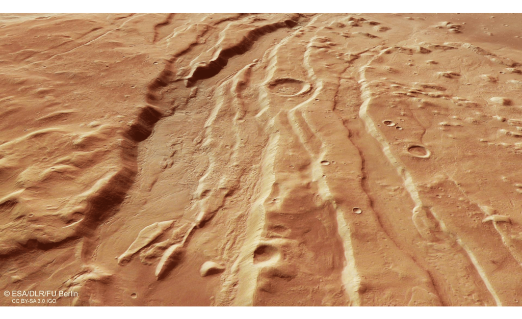 Снимок региона Acheron Fossae, сделанный миссией Mars Express. Источник: Acheron Fossae