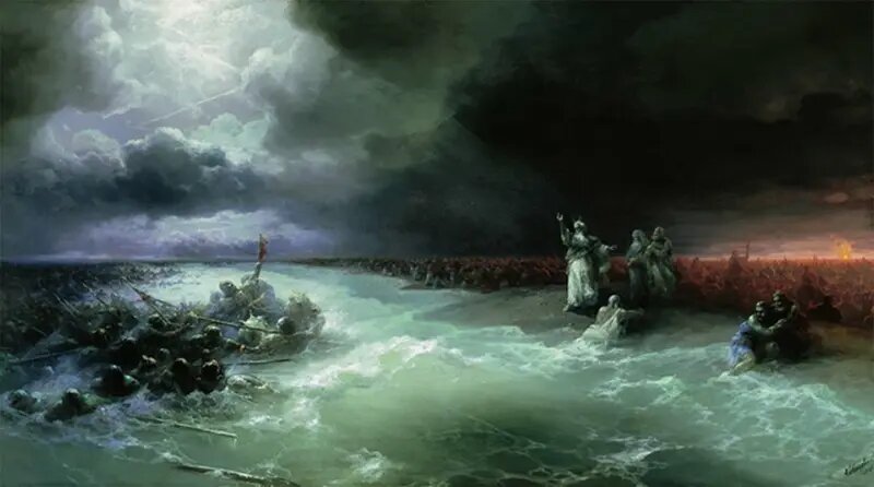 Переход евреев через Красное море. И. К. Айвазовский. 1891. Изображение из Википедии
