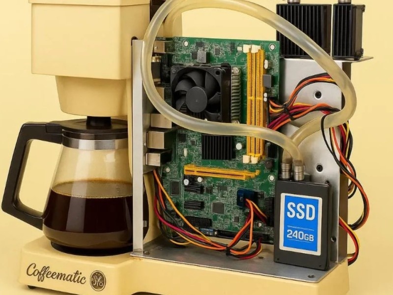    Художник собрал рабочий ПК внутри кофеварки 50-летней давности