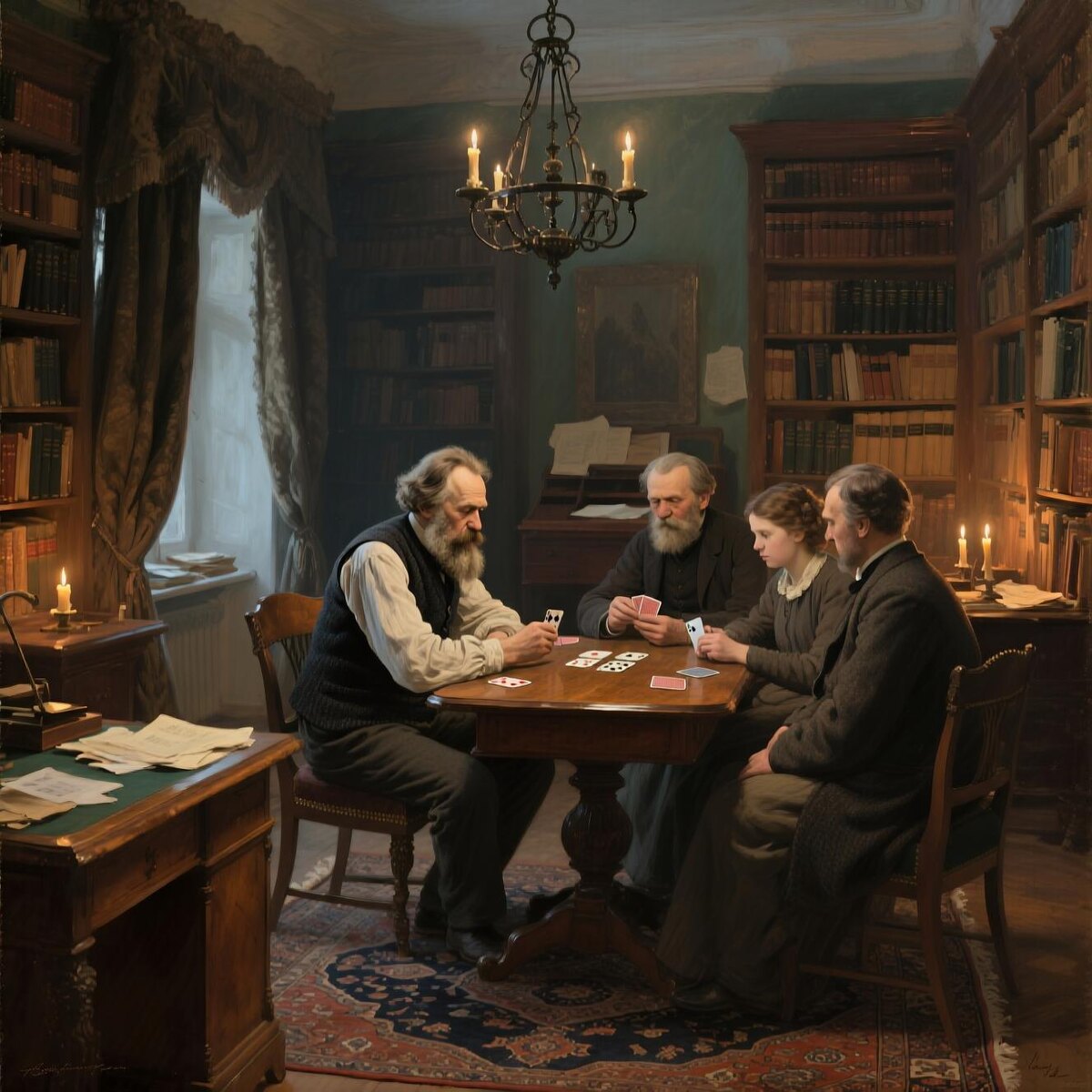 Лев Николаевич Толстой играет с друзьями в карты 