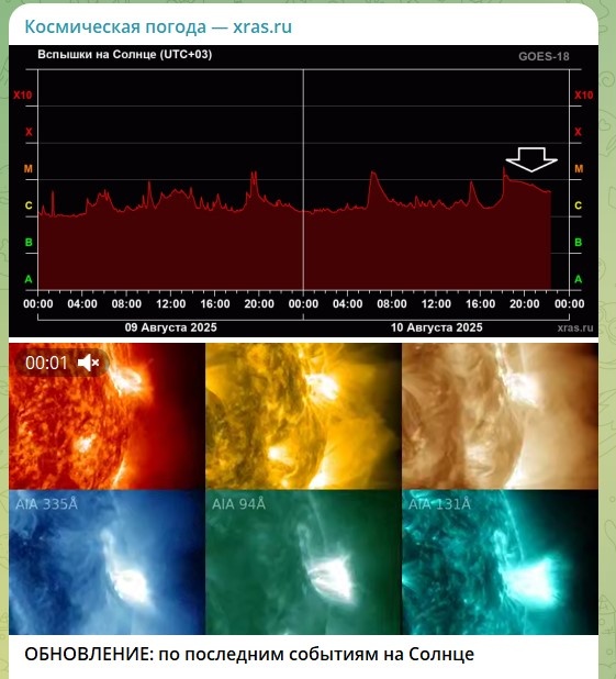    скриншот: телеграм-канал лаборатории солнечной астрономии Института космических исследований РАН
