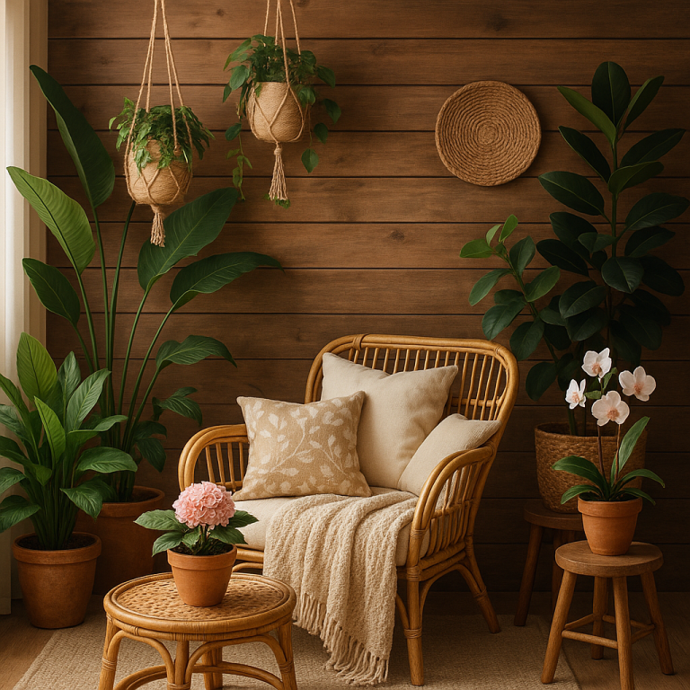    Как создать уютный уголок с комнатными растениями и ротанговым декором: простые идеи для вдохновения Loza