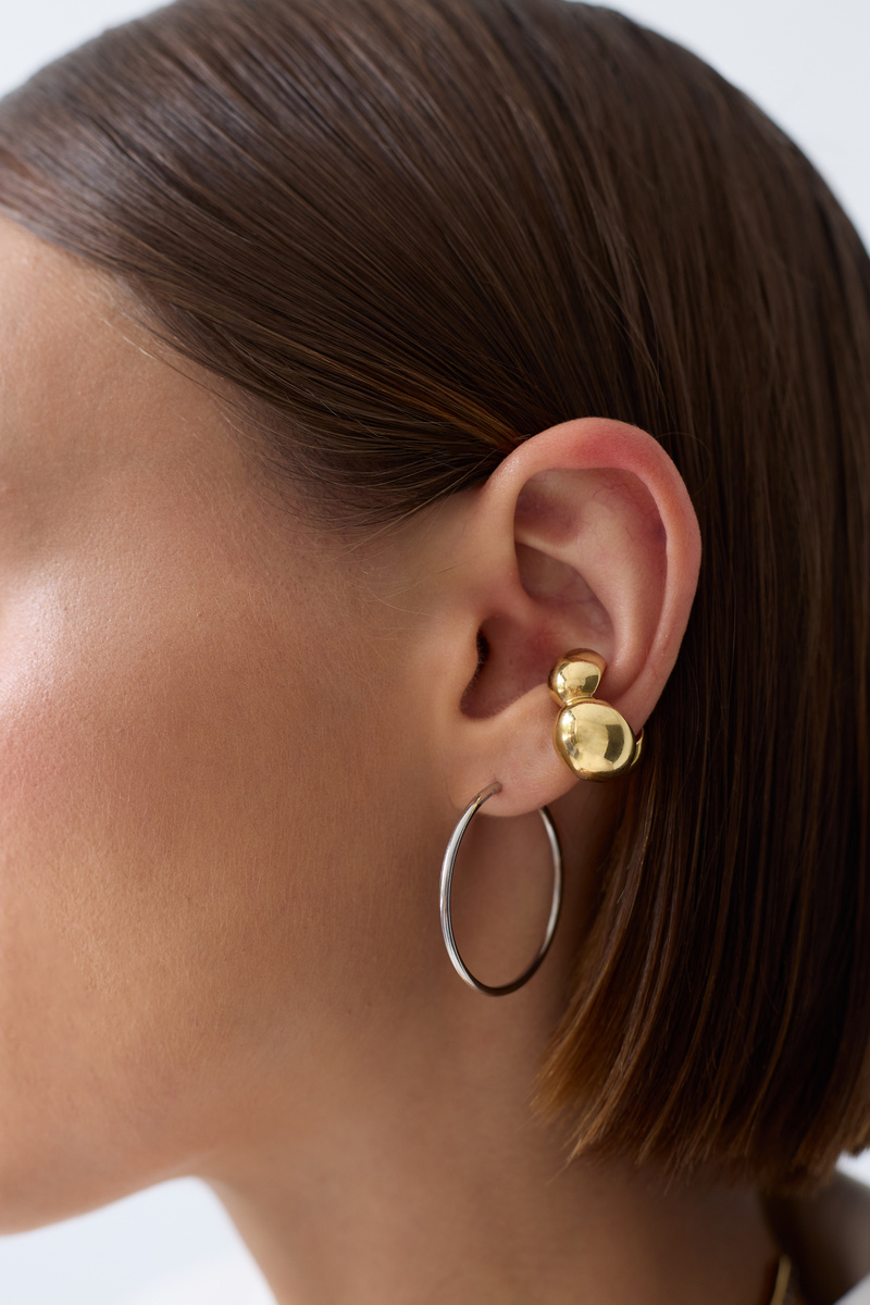 Серебряная серьга-кафф «Облачно» gold