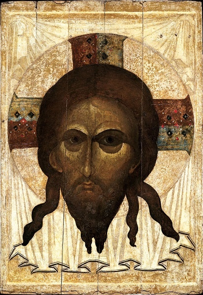 СПАС НЕРУКОТВОРНЫЙ. Третья четверть XIV века. Москва (?). Дерево, темпера; 165 x 113 см.
Собрание Музея имени Андрея Рублева