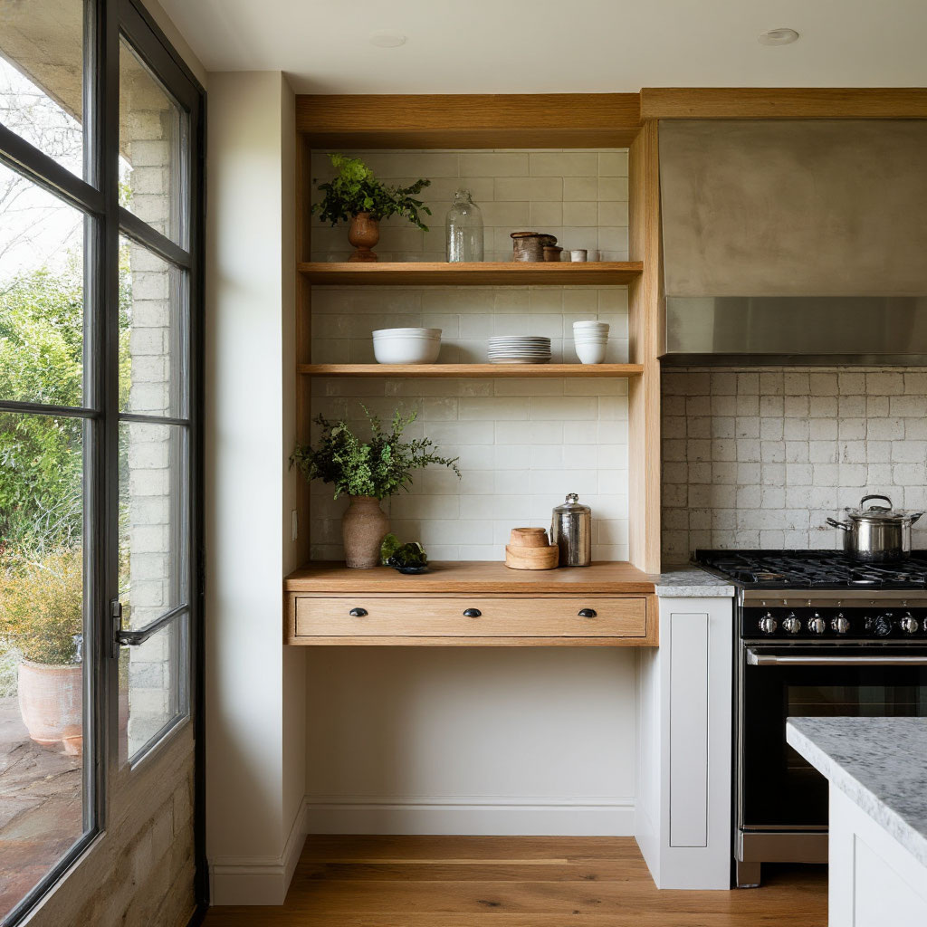 Пример размещения подвесной консоли на кухне