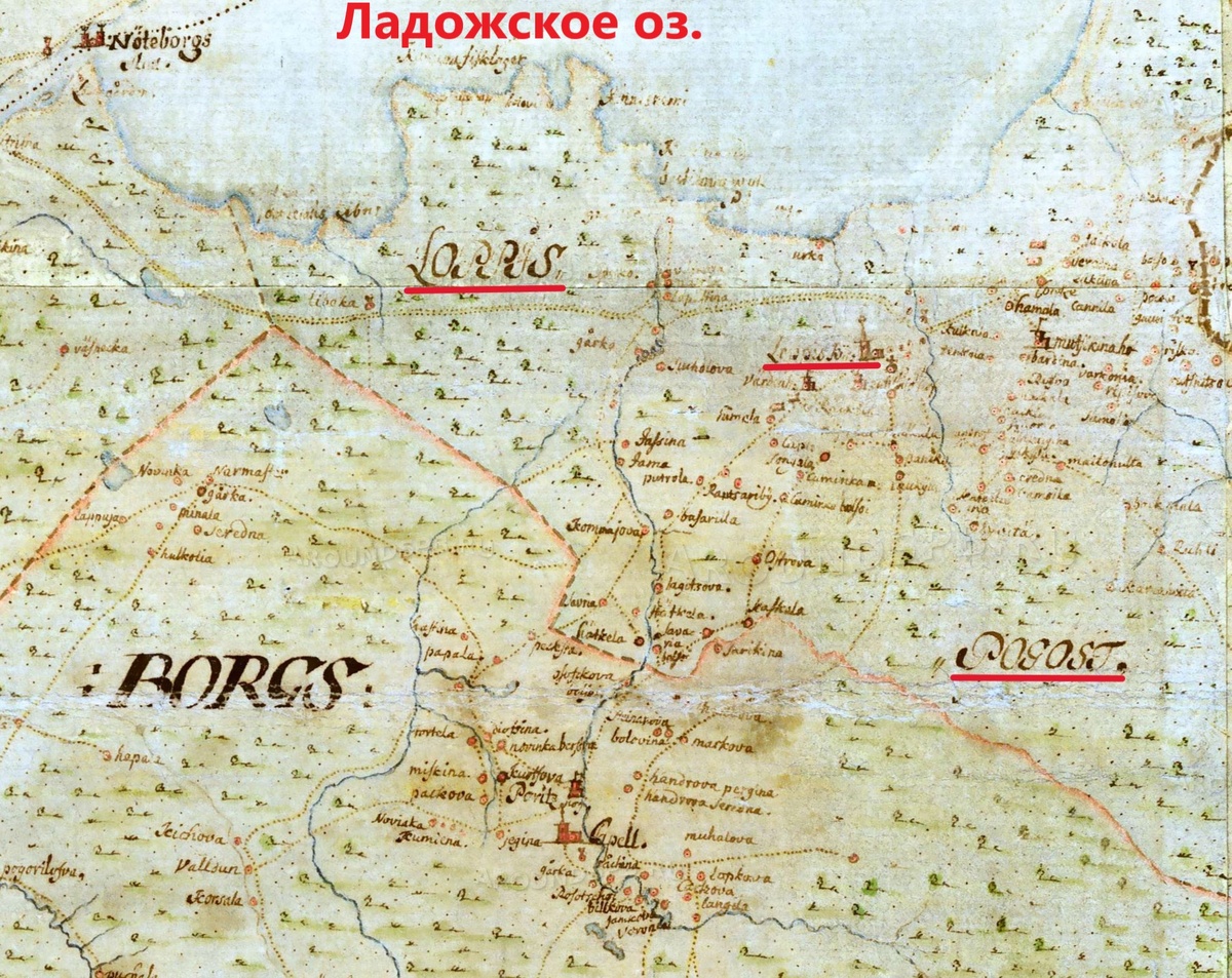 Рис.2. Лопский погост и селение Loppis // Карта «Провинция Ингерманландия. 1678 год», 1704 г. (21).