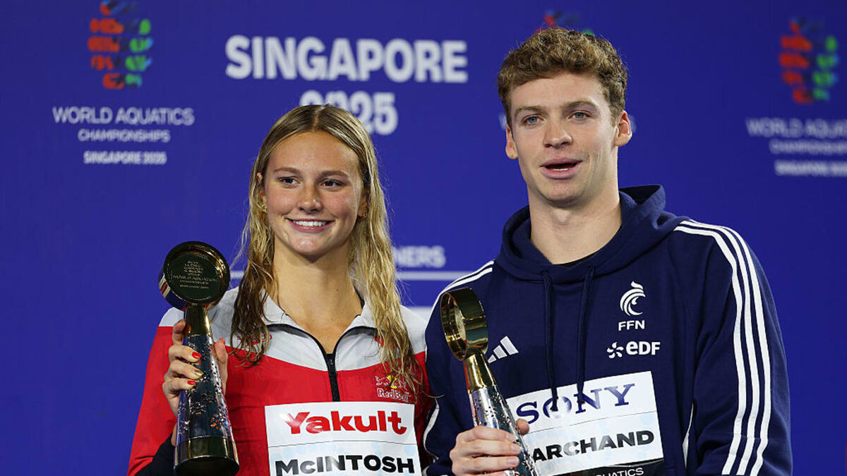 Фото: 2025 Getty Images
Саммер Макинтош и Леон Маршан были названы лучшими спортсменами турнира по плаванию в Сингапуре