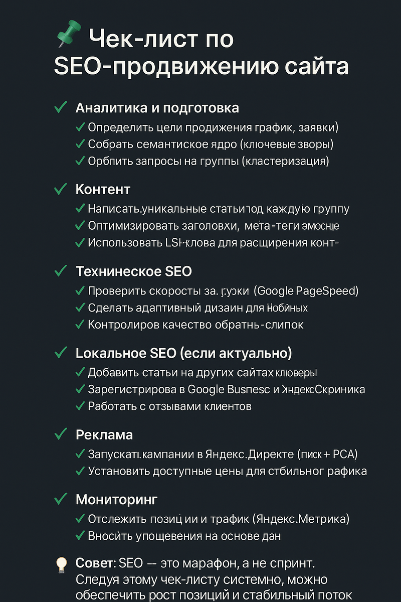 Чек-лист по SEO-продвижению сайта | NADAMI.RU