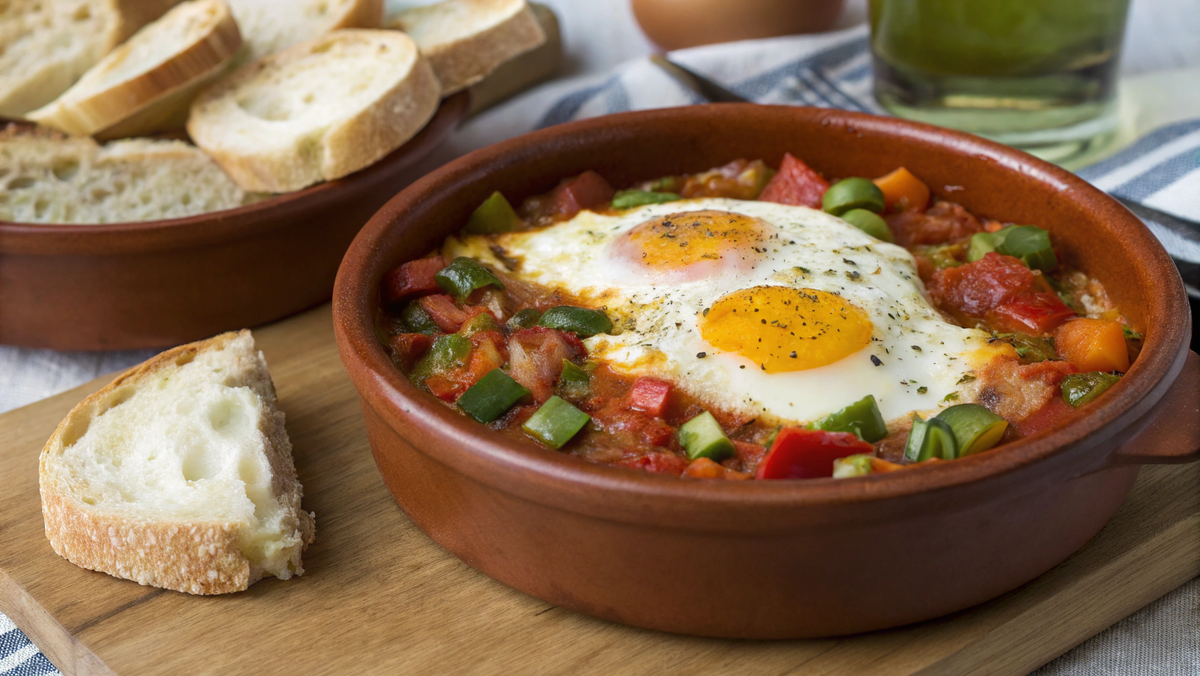 На фото: писто  с яйцами