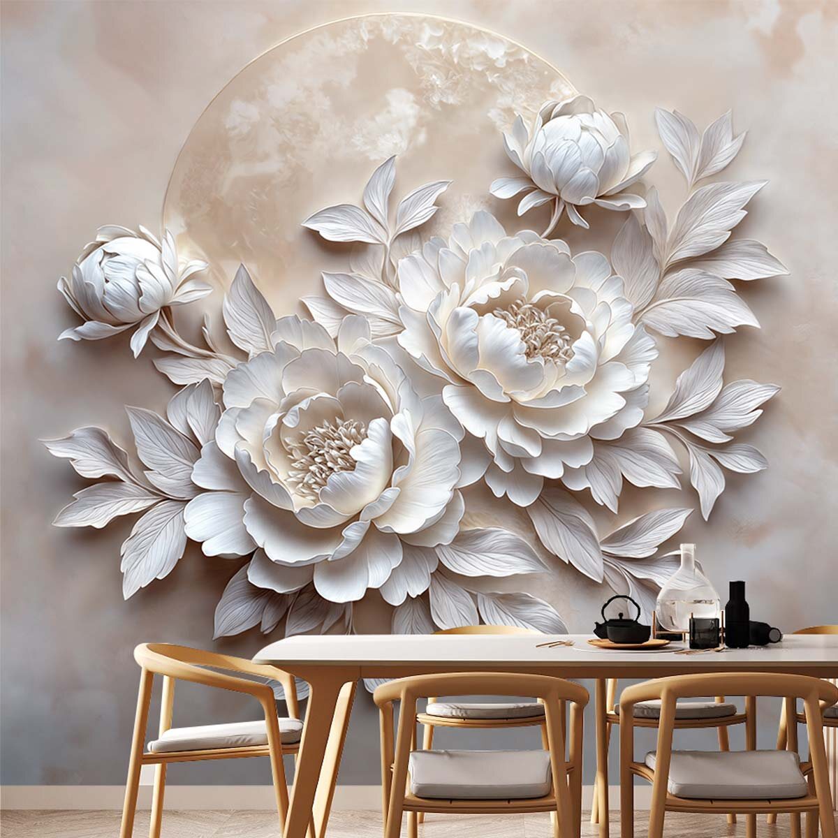 Пример отделки стен на кухне флизелиновыми фотообоями VEROL. Артикул на WB: 336614081.