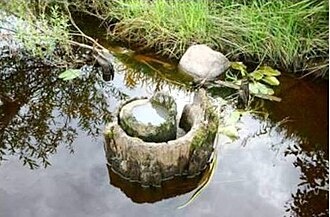 Остаток рассолоподъёмной трубы в русле реки Ковда