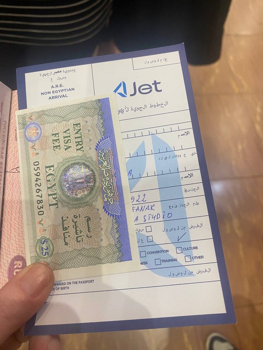 Миграцонная анкета и египетская виза за 25$