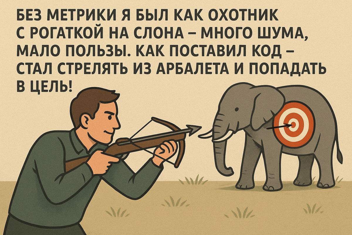 «Без Метрики я был как охотник с рогаткой на слона — много шума, мало пользы. Как поставил код — стал стрелять из арбалета и попадать в цель!»