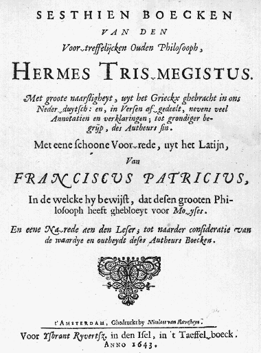 Издание Corpus Hermeticum в голландском переводе 1643 г.