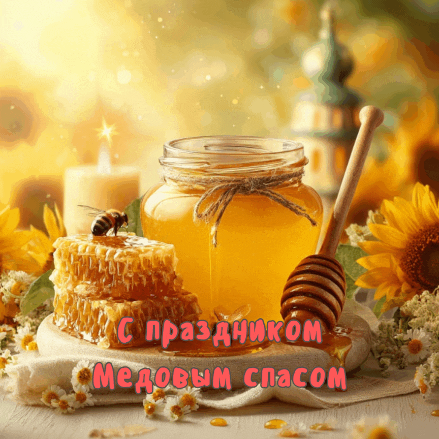 Открытка создана «Известиями»
Трогательное поздравление в виде гифки — память и уважение к традициям Медового спаса