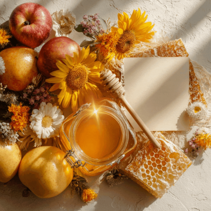 Открытка создана «Известиями»
Христианская гифка с символами праздника Медовый спас