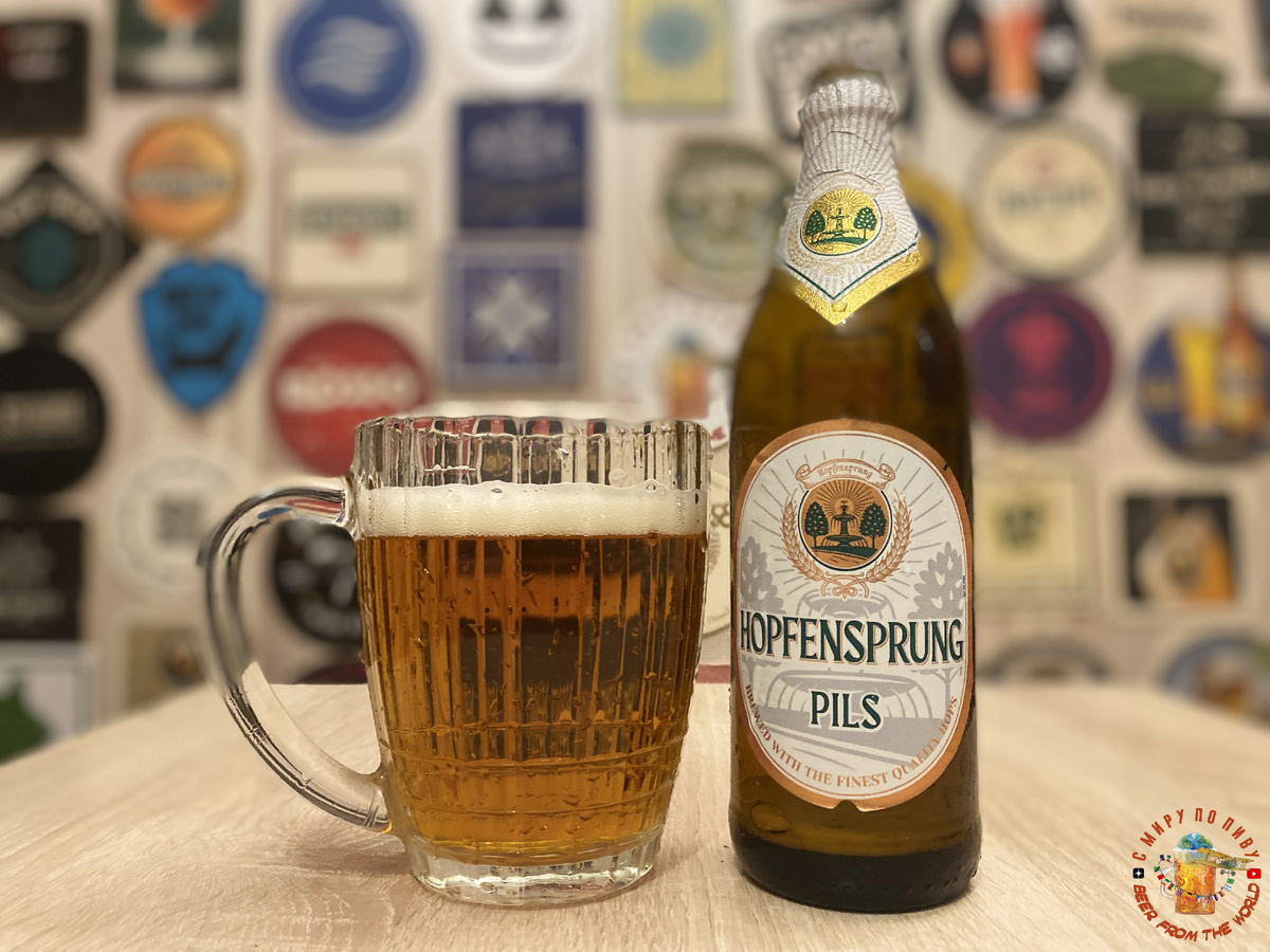 Обзр пива "Hopfensprung Pils" из Красное и Белое