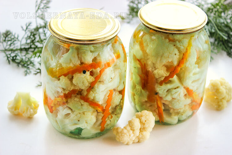 Маринованная цветная капуста с морковью и чесноком
