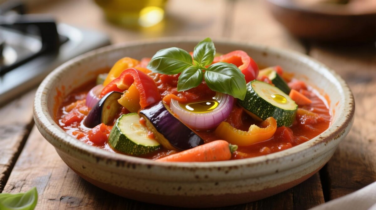 Овощное рагу с томатным соусом