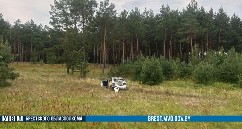    На трассе Р-6 под Пинском Mercedes столкнулся с такси: Volkswagen вылетел в кювет