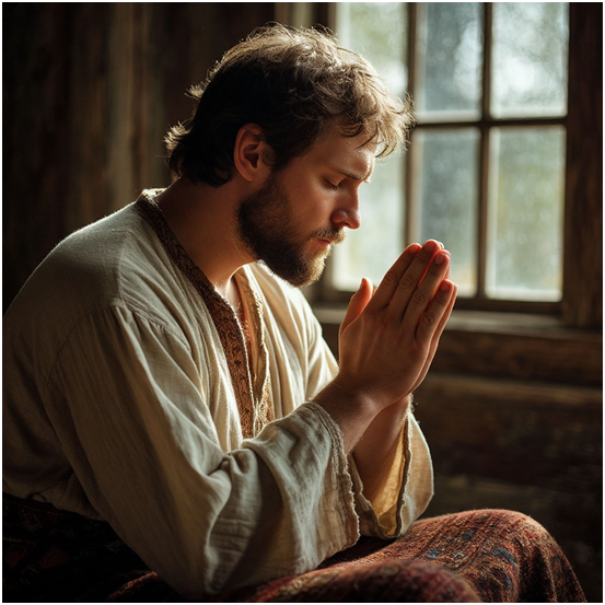 Сгенерировано ИИ- вознесение молитвы о Душе усопшего.