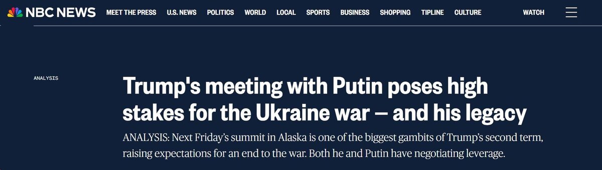     «На встрече Трампа с Путиным многое поставлено на карту — как в плане войны на Украине, так и в плане его наследия»
