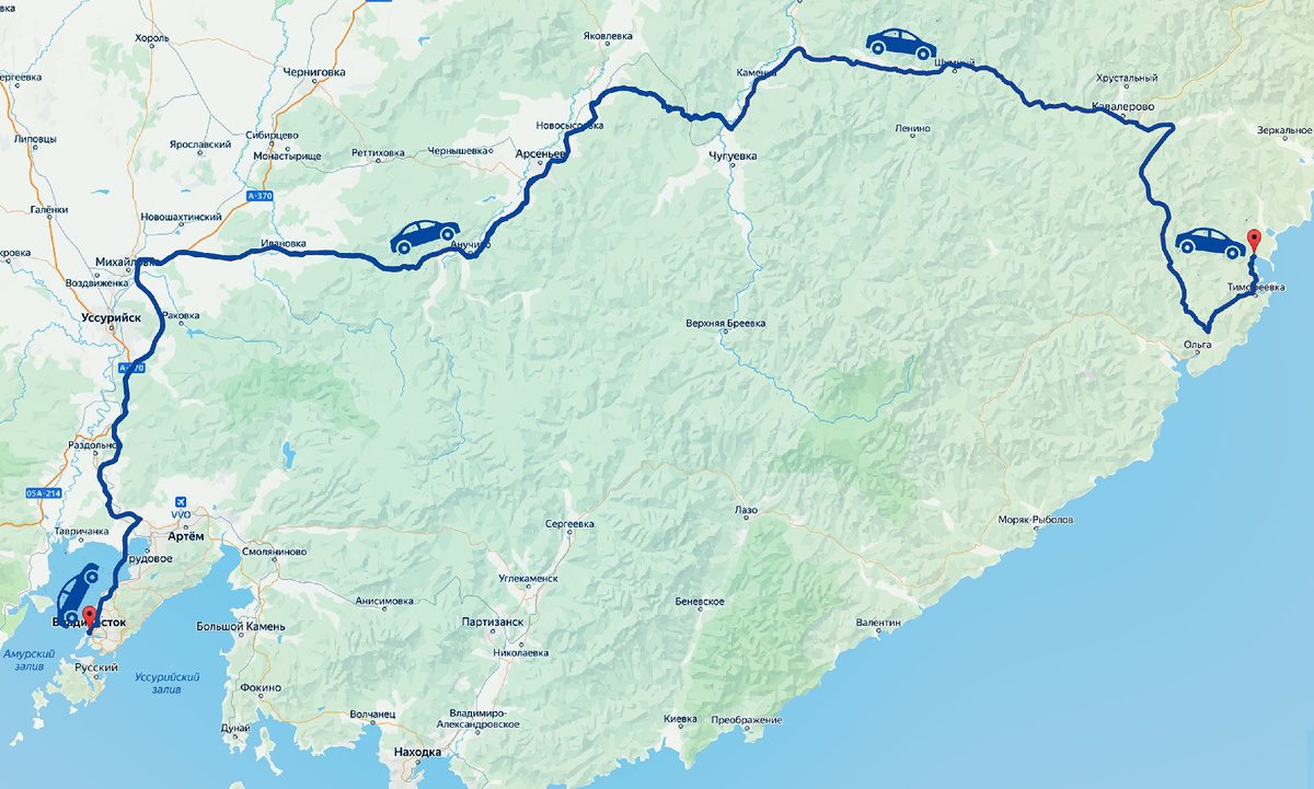Расстояние от Владивостока до Тимофеевки 468 км