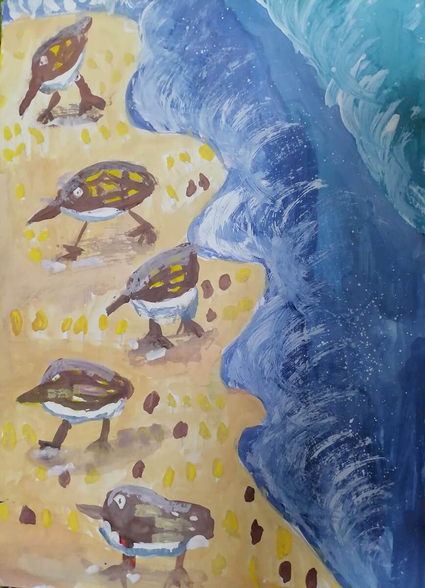 Рисунок Фимы. Если будут здесь когда птички, то только такие или пернатые из домащнего зоопарка. Максимум встреченные на улице голуби и вороны. ))