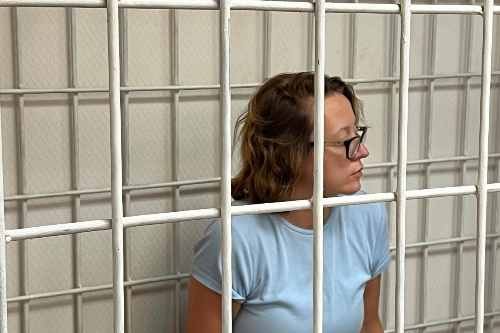    Дарья Дербяина во время избрания меры пресечения. Фото: управление Судебного департамента НСО