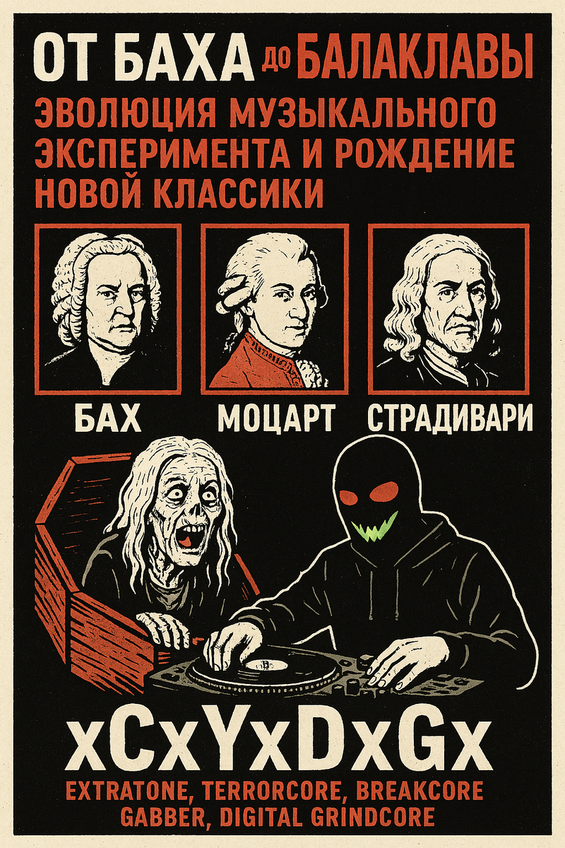 Постер критической статьи о музыкальном проекте xCxYxDxGx, ©&® 2025 