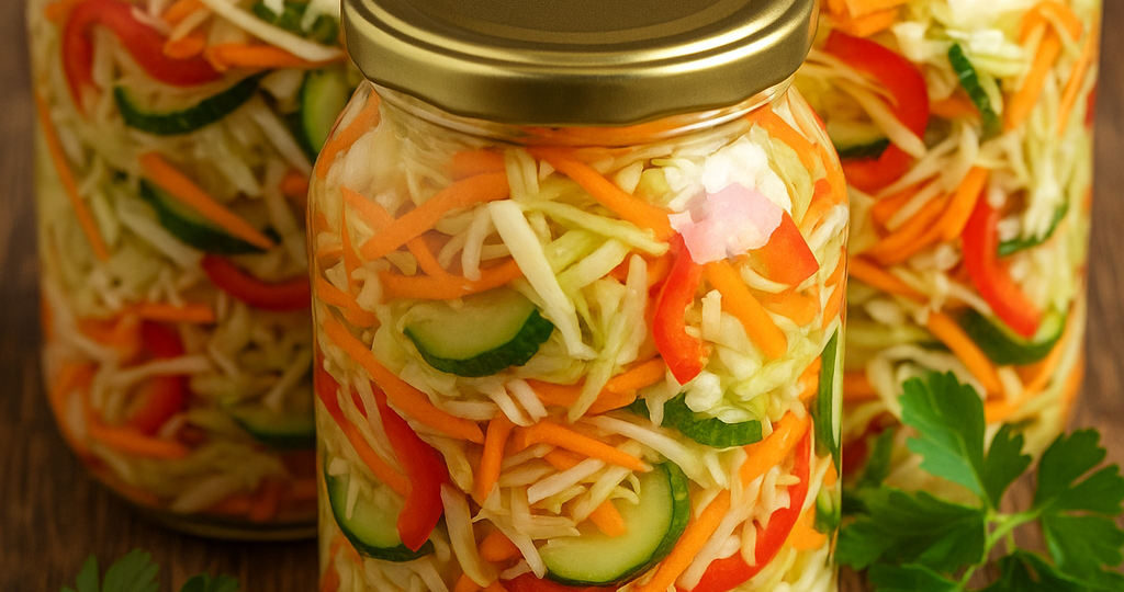 Салат “Витаминный” — 5 овощей, без уксуса, хрустит до весны!