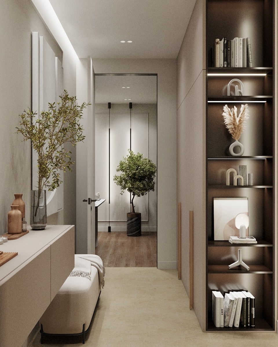 Тёплые тона, мягкие формы и мягкое рассеянное освещение — рецепт расслабленности.