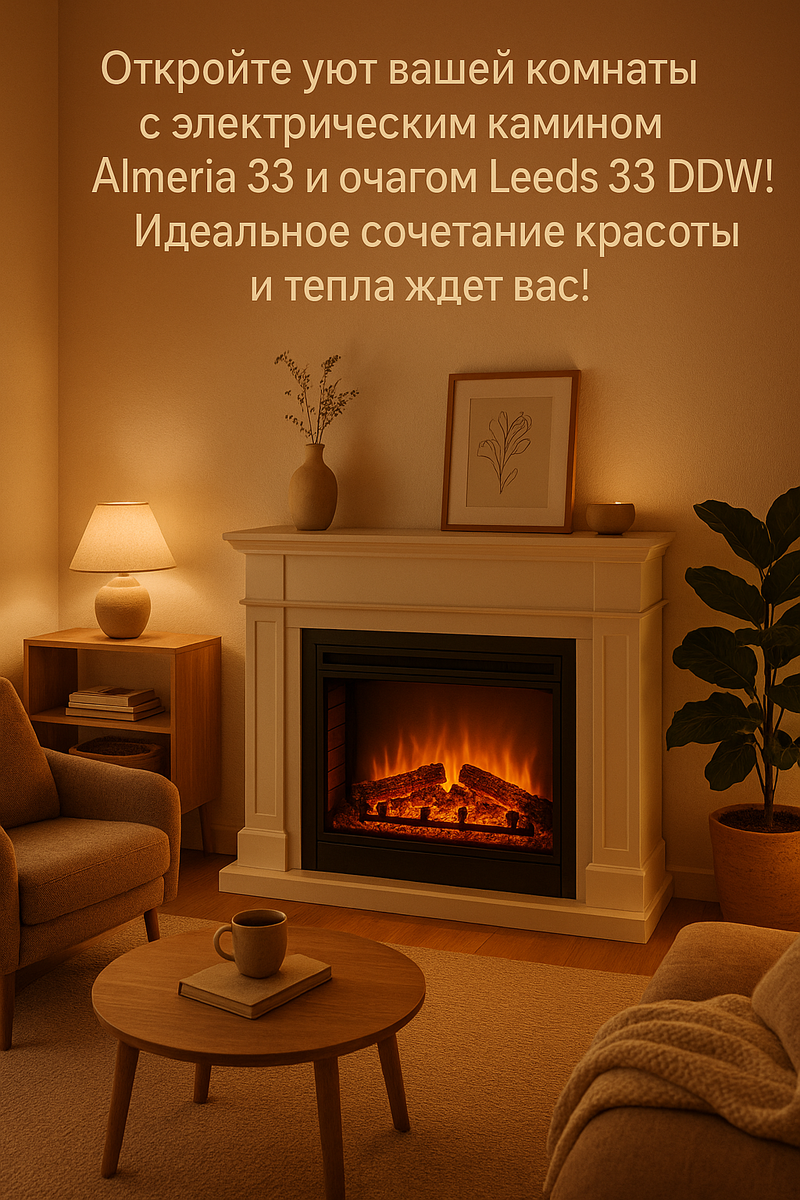    Преобразите свой дом с электрическим камином Almeria 33 и очагом Leeds 33 DDW: уют и стиль на новом уровне! Kamin