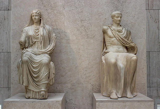 Ливия и ее сын Тиберий, 14–19 гг. н. э., из Пестума, Национальный археологический музей Испании, Мадрид