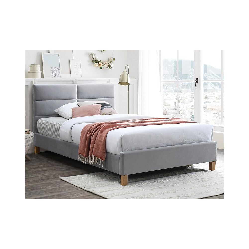 Кровать Signal SIERRA VELVET BLUVEL03 (светло-серый/дуб) 160/200
