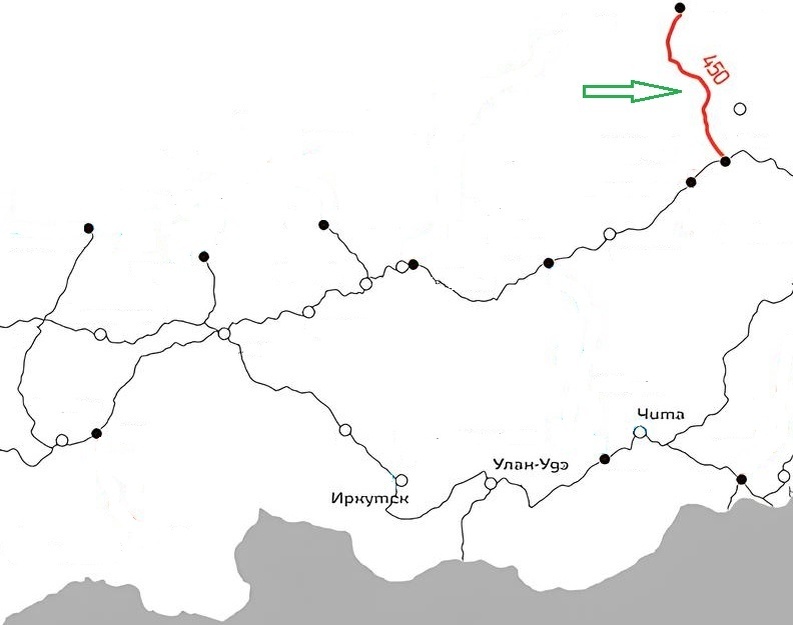 © ОАО "РЖД" (Планировавшаяся ветка до Олекминска на карте)