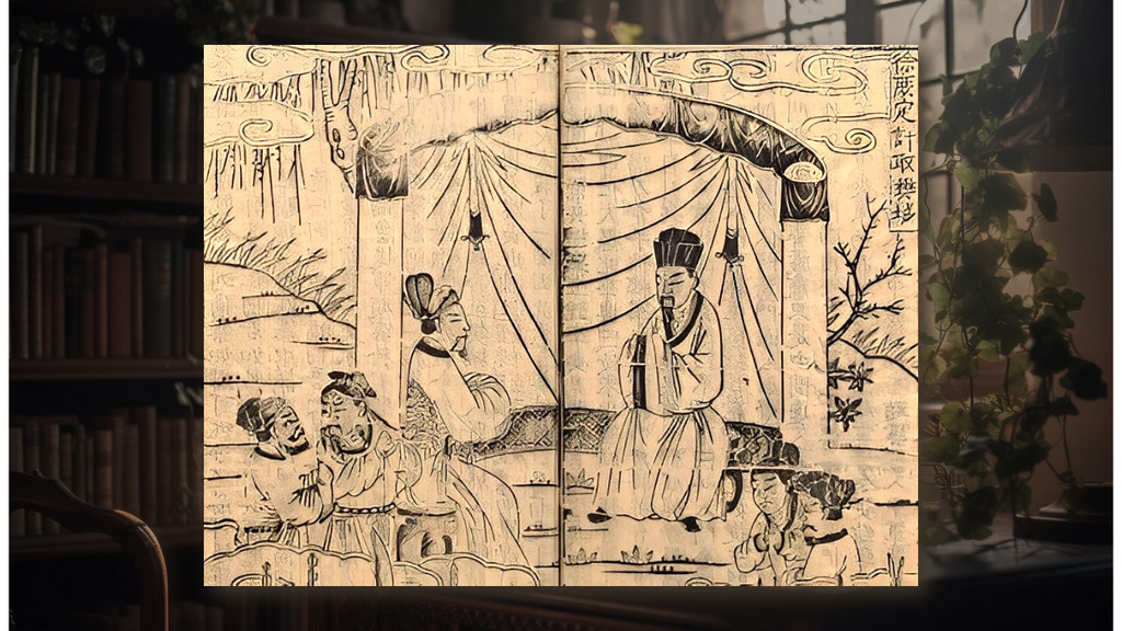 В разных местах распространяются легенды о чудесах и подвигах Сюй Шу после того, как он достиг бессмертия посредством даосской практики. На картинке изображена сцена из романа «Троецарствие», где Сюй Шу разрабатывает план захвата города Фань. (Источник: Общественное достояние）