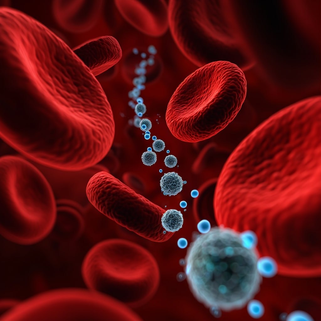 Наночастицы движутся среди эритроцитов