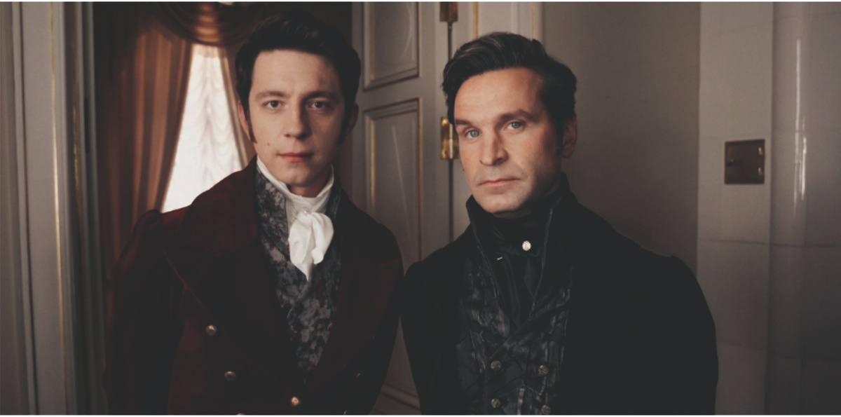 Онегин (справа) иЛенский (слева)