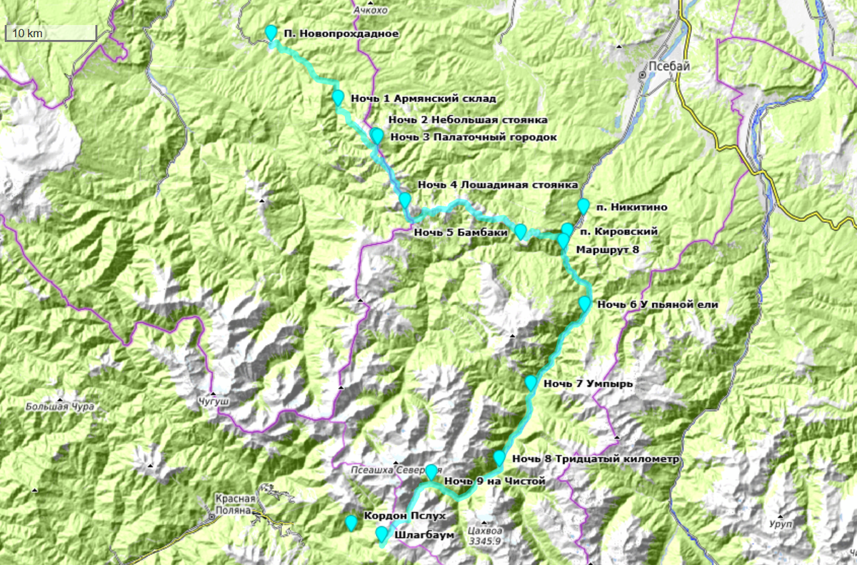 Нитка маршрута "Большая восьмерка"