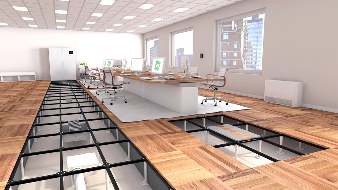 Пример офиса с фальшполами: стиль и функциональность. Изображение взято из открытого источника technostroy-m.ru 