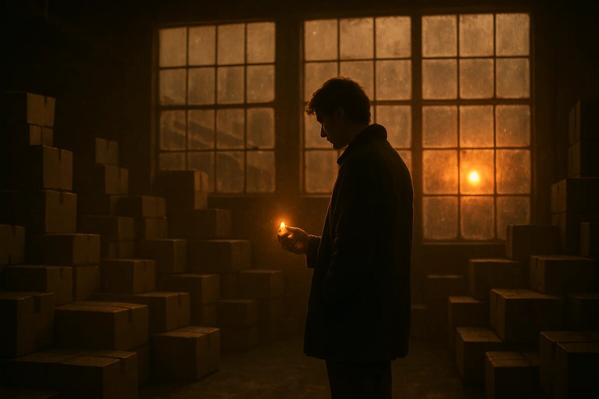 Внутренний монолог, перемежающийся короткими вставками. Текст — как ход мыслей, размытый, но точный. Ничего не объясняет до конца. Потому что и не должен.