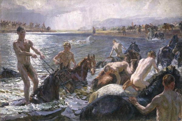 А.А. Пластов "Купание коней" 1938 г.