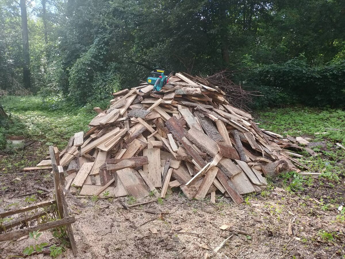 Выполняю обещание, информирую вас о продвижении фронта работ. И в дополнении к цели показываю средство, электропилу Pioneer, мощность 2 кВт, с механизмами тормоза и постепенного запуска.