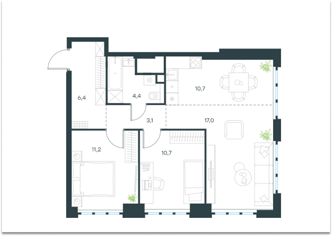 В угловых квартирах в комнаты попадает много солнечного света из-за увеличенного количества и размера окон