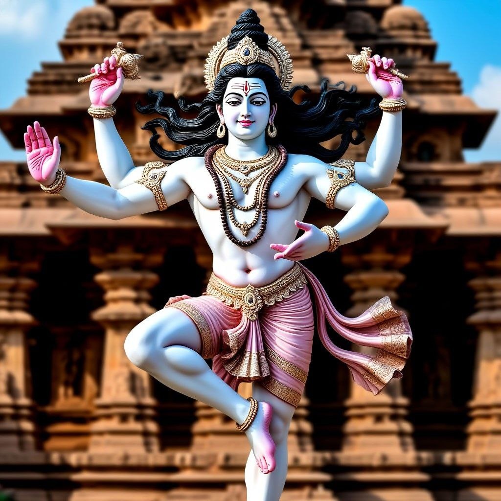 Шива Натараджа. Танец Шивы, согласно индуистской мифологии, необходим для поддержания ритма жизни и создания мира. Считается, что прекращение танца приведёт к завершению лилы, а вместе с ней и всего мироздания. (нейросеть)